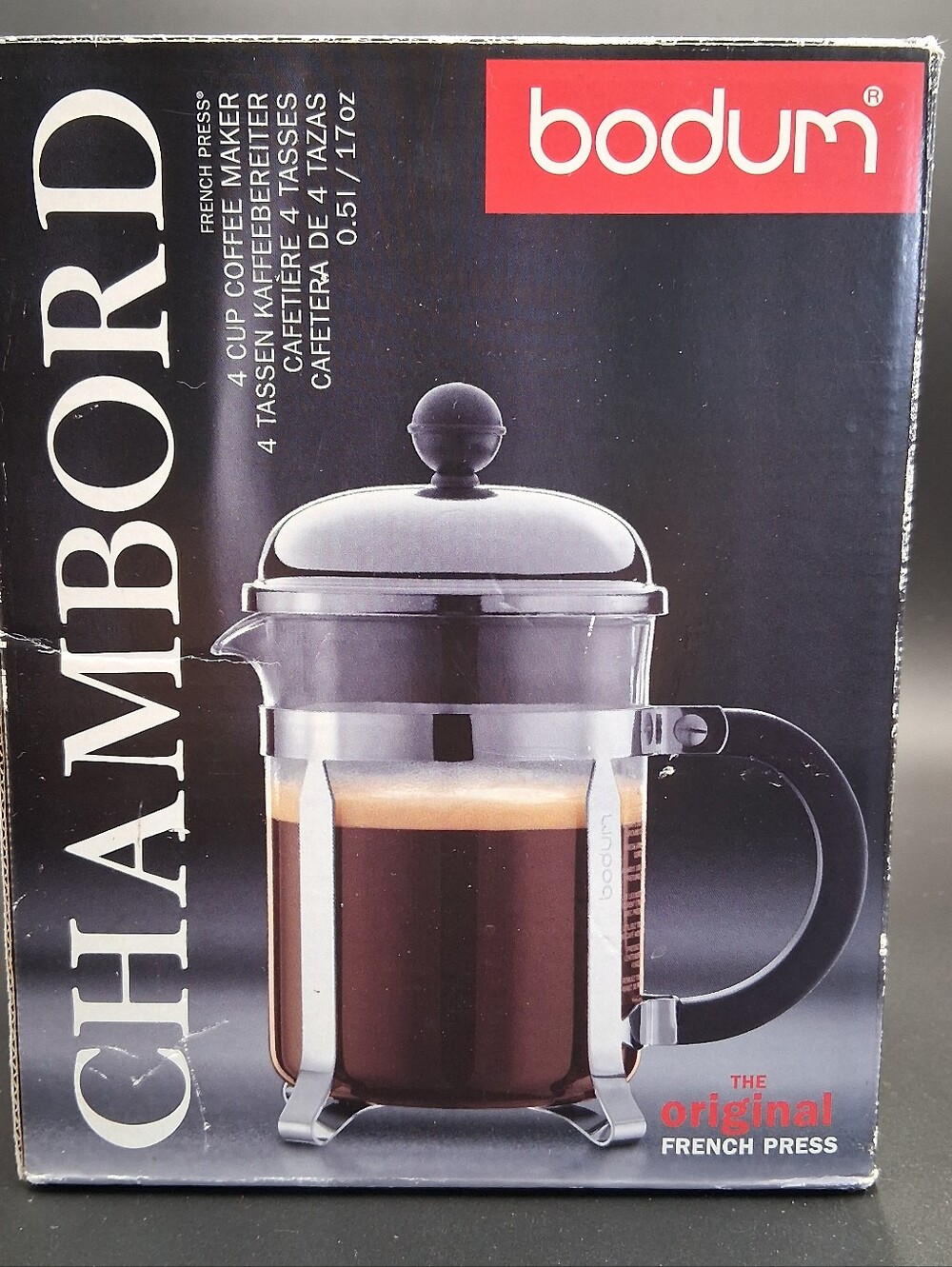 Bodum Chambord 4-Cup Chrome French Press Coffee Maker